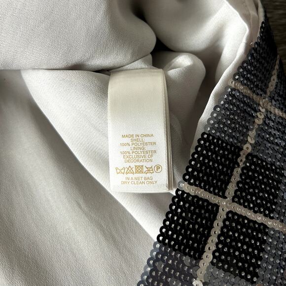 NWOT Kate Spade Sequin Plaid Shift Dress Pumice 4 V Neck Short Sleeve Party Mini - Picture 12 of 16